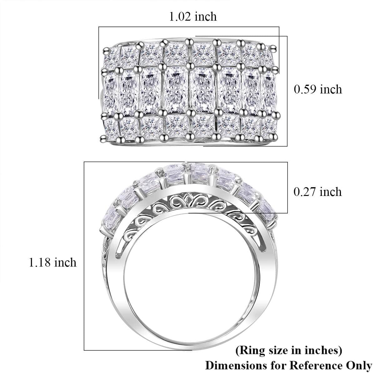 J Francis Embellished with Zirconia by Swarovski 8.50 ctw Ring in Rhodium Over Sterling Silver (Size 10.0) image number 6