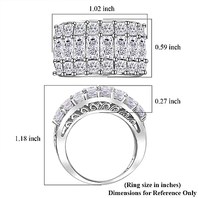 J Francis Embellished with Zirconia by Swarovski 8.50 ctw Ring in Rhodium Over Sterling Silver (Size 10.0)
