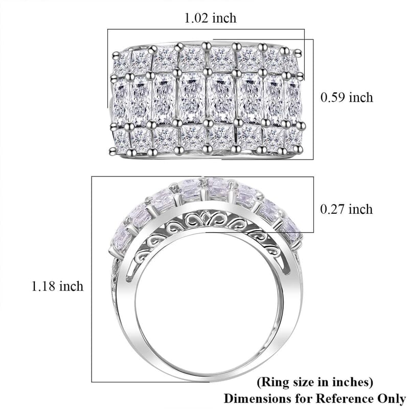 J Francis Embellished with Zirconia by Swarovski 8.50 ctw Ring in Rhodium Over Sterling Silver (Size 10.0)