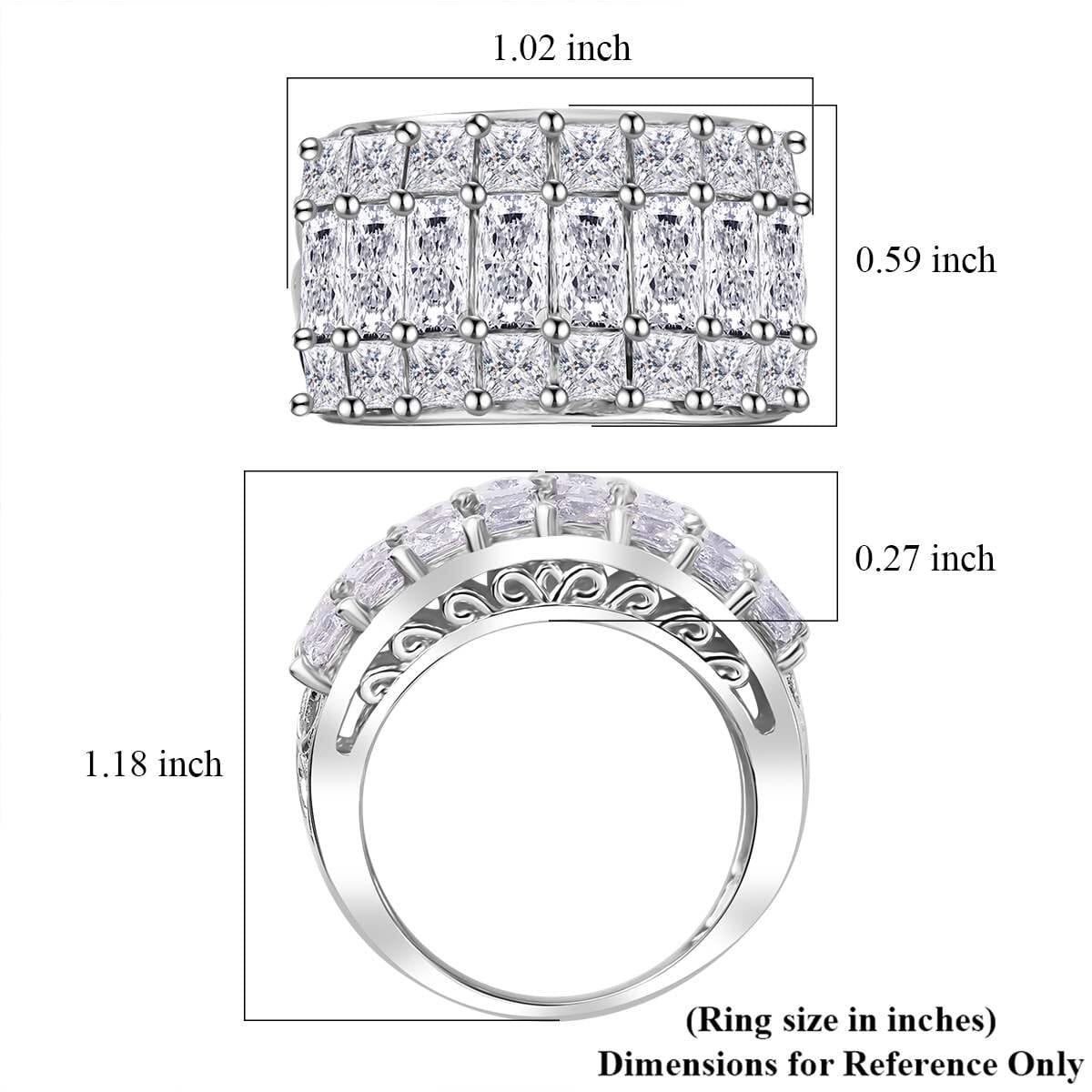 J Francis Embellished with Zirconia by Swarovski 8.50 ctw Ring in Rhodium Over Sterling Silver (Size 6.0) image number 6