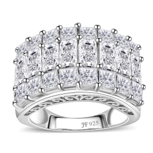 J Francis Embellished with Zirconia by Swarovski 8.50 ctw Ring in Rhodium Over Sterling Silver (Size 9.0)