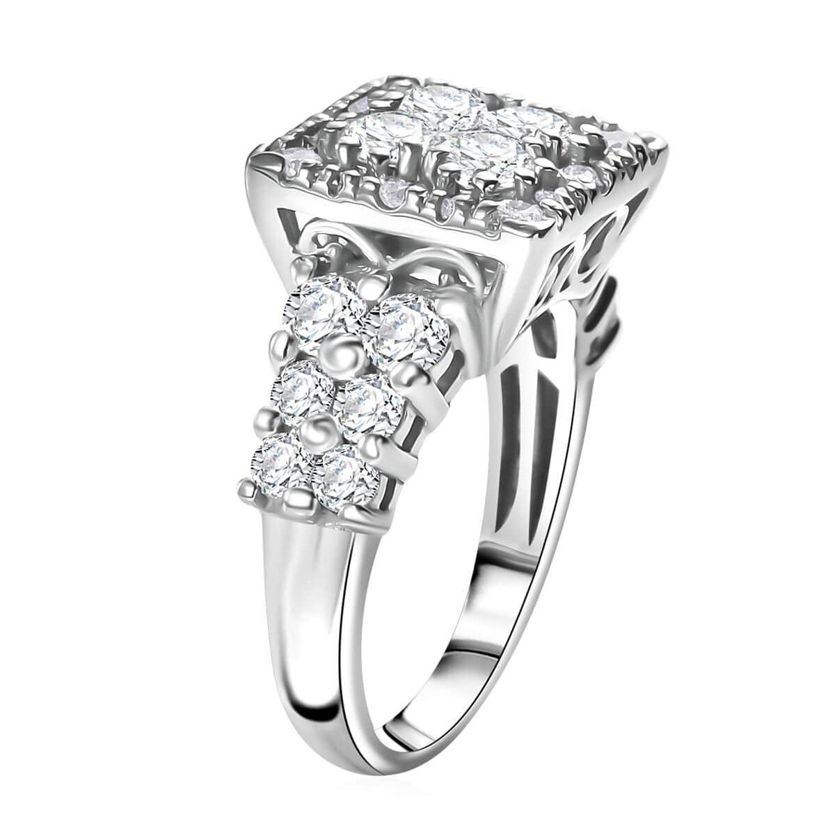 J Francis Embellished with Zirconia by Swarovski 3.80 ctw Art Deco Ring in Rhodium Over Sterling Silver (Size 10.0) image number 3