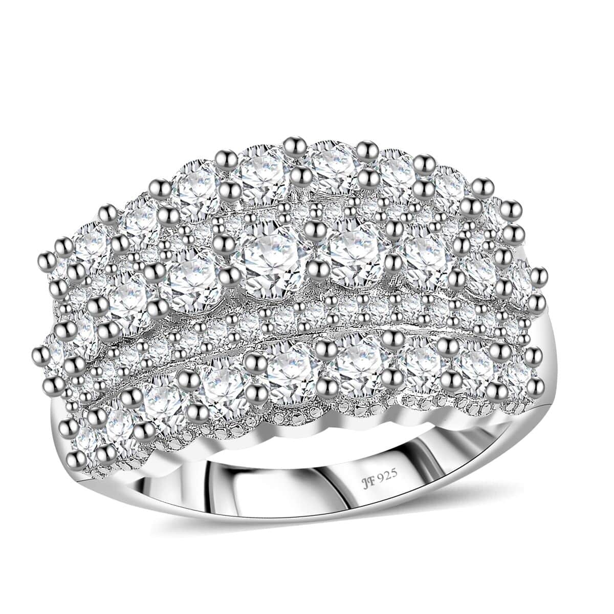 J Francis Embellished with Zirconia by Swarovski 3.85 ctw Multi Row Band Ring in Rhodium Over Sterling Silver (Size 10.0) image number 0