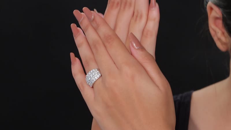 J Francis Embellished with Zirconia by Swarovski Ring in Rhodium Over Sterling Silver (Size 10.0) 3.85 ctw