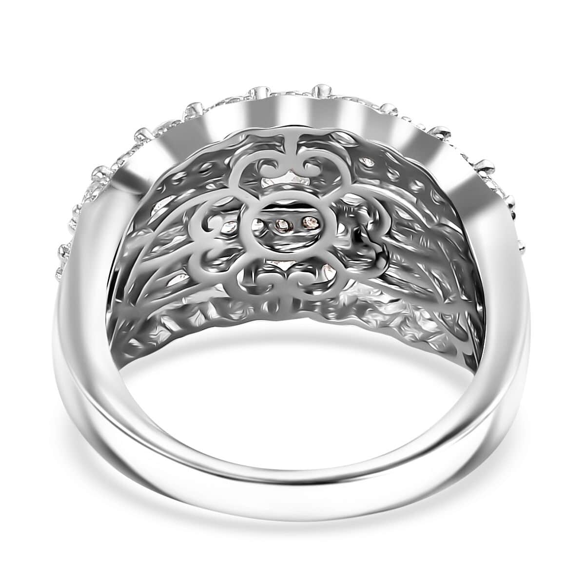 J Francis Embellished with Zirconia by Swarovski 3.85 ctw Multi Row Band Ring in Rhodium Over Sterling Silver (Size 10.0) image number 4