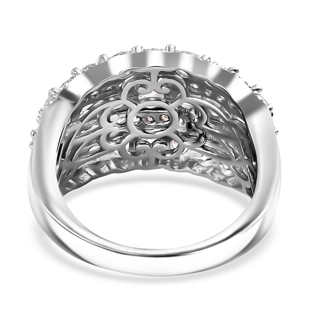 J Francis Embellished with Zirconia by Swarovski 3.85 ctw Multi Row Band Ring in Rhodium Over Sterling Silver (Size 6.0) image number 4