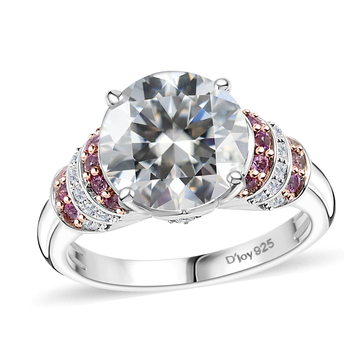 Moissanite and Pink Sapphire 3.80 ctw Moonlit Grace Ring in Rhodium Over Sterling Silver (Size 7.0) image number 0