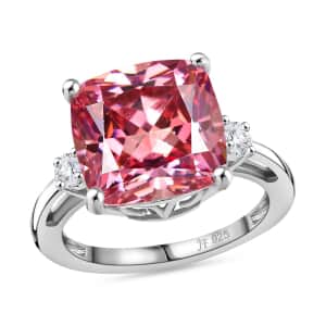 J Francis Embellished with Fancy Pink and White Zirconia by Swarovski 15.15 ctw Royal Elegance Ring in Rhodium Over Sterling Silver (Size 10.0)