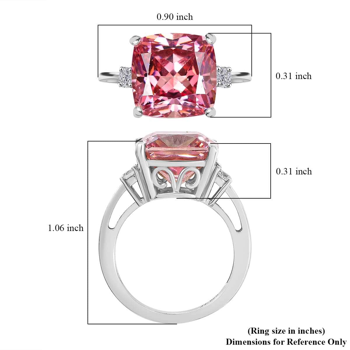 J Francis Embellished with Fancy Pink and White Zirconia by Swarovski Ring in Rhodium Over Sterling Silver (Size 10.0) 15.15 ctw image number 5