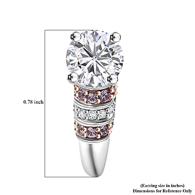 Moissanite and Pink Sapphire 2.85 ctw Moonlit Grace Earrings in Rhodium Over Sterling Silver