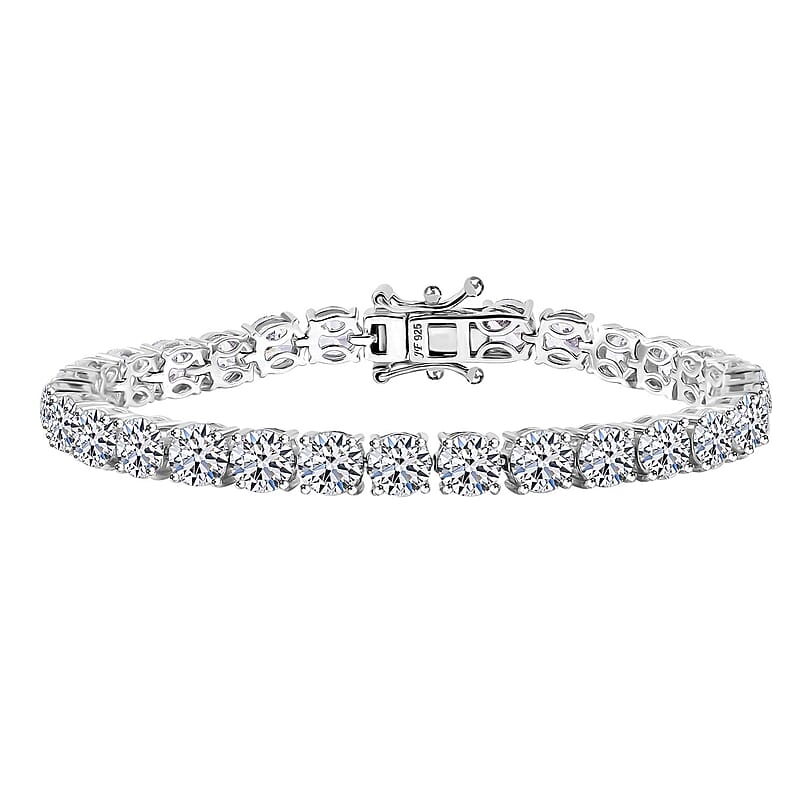 J Francis Embellished with Zirconia by Swarovski 27.00 ctw Tennis Bracelet in Rhodium Over Sterling Silver (6.50 In)