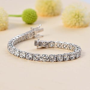 J Francis Embellished with Zirconia by Swarovski 27.00 ctw Tennis Bracelet in Rhodium Over Sterling Silver (6.50 In)