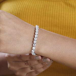 J Francis Embellished with Zirconia by Swarovski 27.00 ctw Tennis Bracelet in Rhodium Over Sterling Silver (6.50 In)