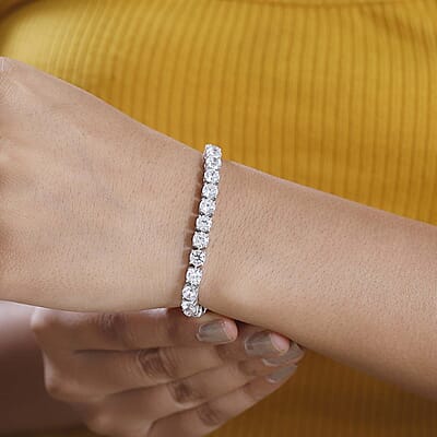 J Francis Embellished with Zirconia by Swarovski 27.00 ctw Tennis Bracelet in Rhodium Over Sterling Silver (6.50 In)