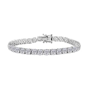 J Francis Embellished with Zirconia by Swarovski 29.70 ctw Tennis Bracelet in Rhodium Over Sterling Silver (7.25 In)