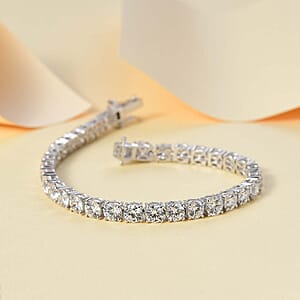 J Francis Embellished with Zirconia by Swarovski 29.70 ctw Tennis Bracelet in Rhodium Over Sterling Silver (7.25 In)