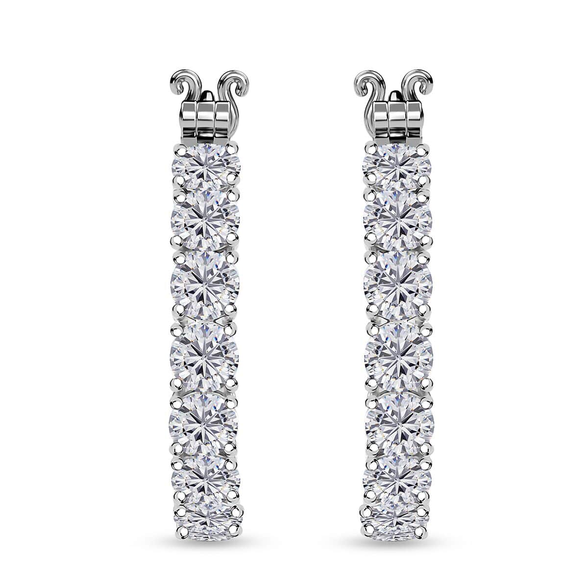 J Francis Embellished with Zirconia by Swarovski 25.50 ctw Hoop Earrings in Rhodium Over Sterling Silver image number 0