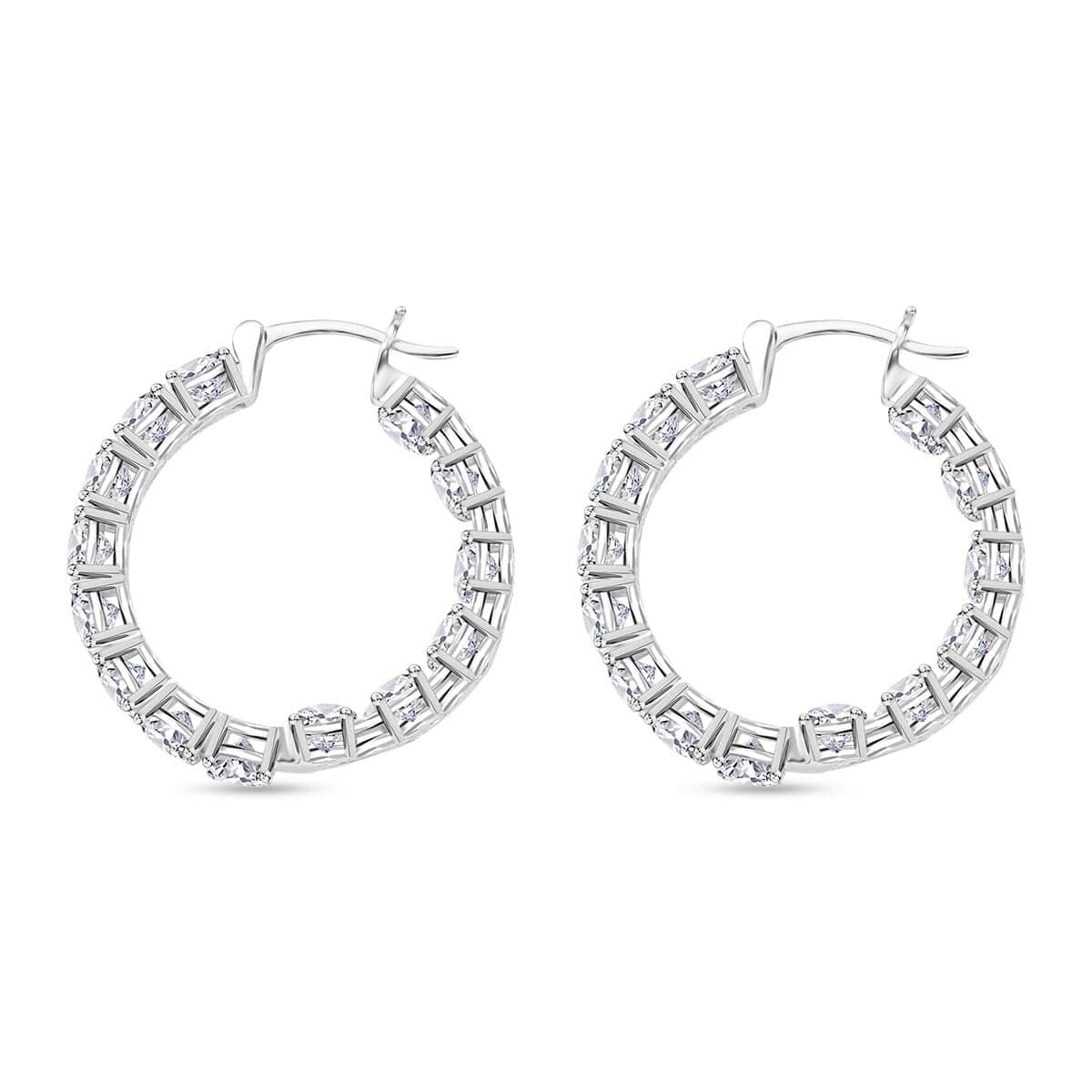 J Francis Embellished with Zirconia by Swarovski 25.50 ctw Hoop Earrings in Rhodium Over Sterling Silver image number 3