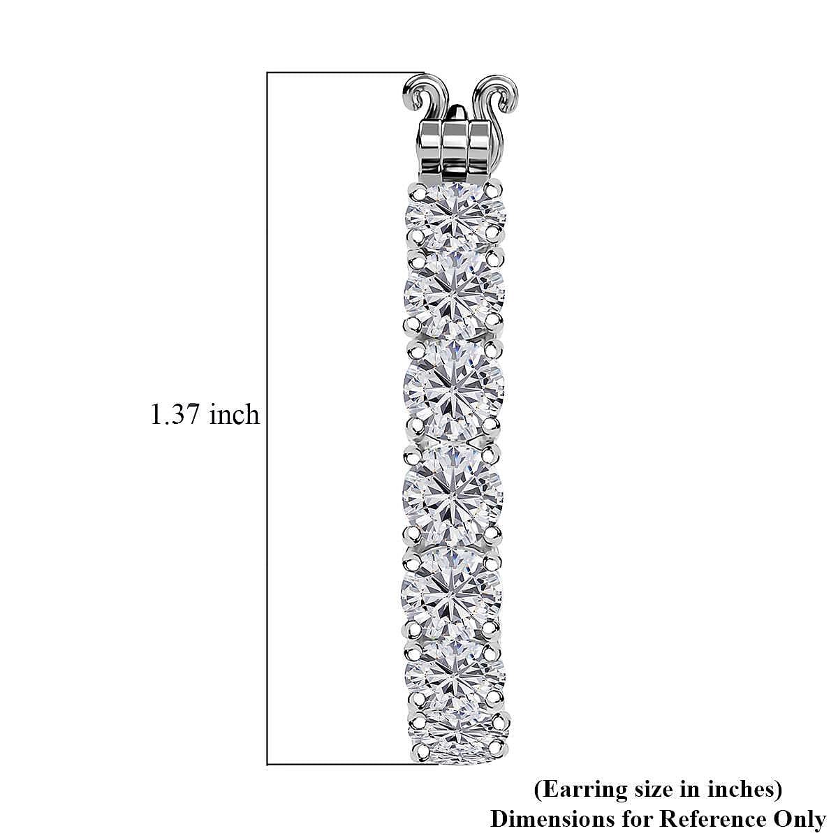 J Francis Embellished with Zirconia by Swarovski 25.50 ctw Hoop Earrings in Rhodium Over Sterling Silver