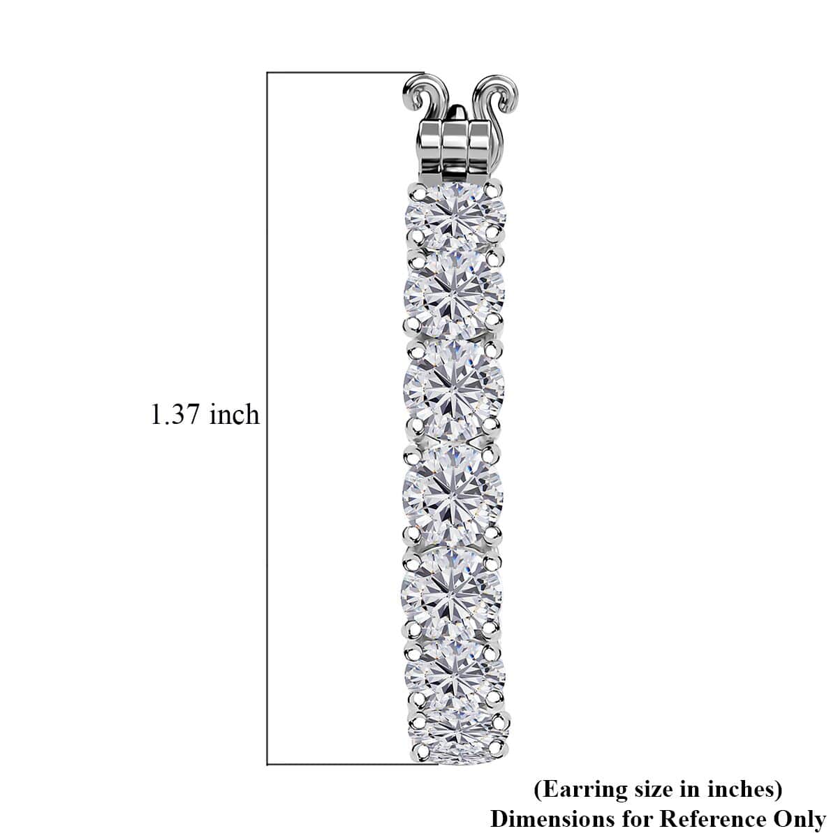 J Francis Embellished with Zirconia by Swarovski 25.50 ctw Hoop Earrings in Rhodium Over Sterling Silver image number 4