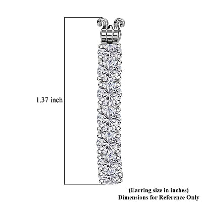 J Francis Embellished with Zirconia by Swarovski 25.50 ctw Hoop Earrings in Rhodium Over Sterling Silver