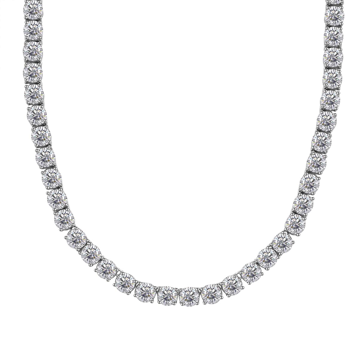 J Francis Embellished with Zirconia by Swarovski 75.60 ctw Tennis Necklace 18 Inches in Rhodium Over Sterling Silver image number 0