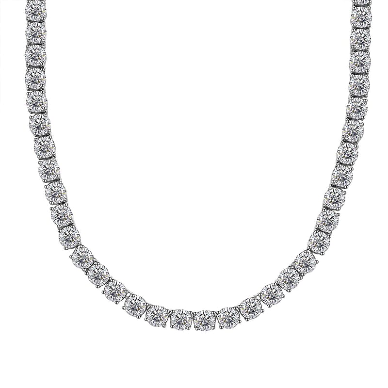 J Francis Embellished with Zirconia by Swarovski 74 ctw Tennis Necklace 18 Inches in Rhodium Over Sterling Silver