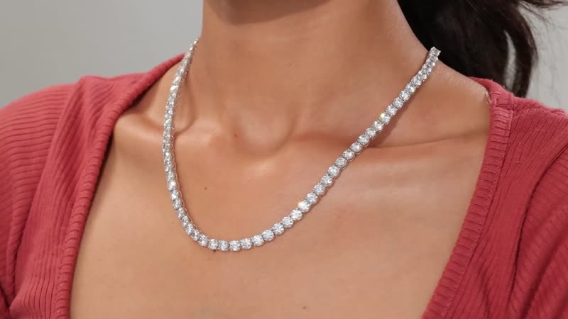 J Francis Embellished with Zirconia by Swarovski 74 ctw Tennis Necklace 18 Inches in Rhodium Over Sterling Silver