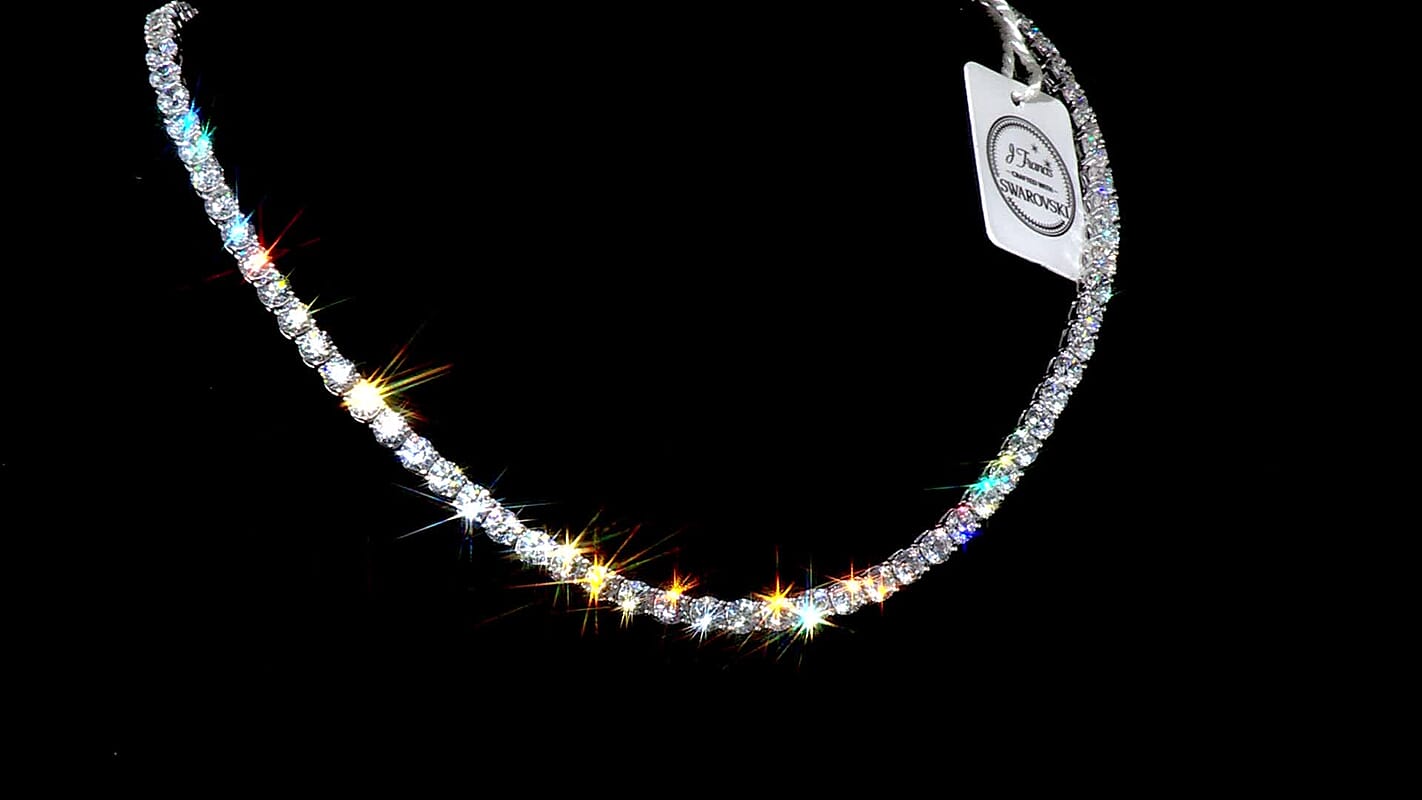 J Francis Embellished with Zirconia by Swarovski 74 ctw Tennis Necklace 18 Inches in Rhodium Over Sterling Silver