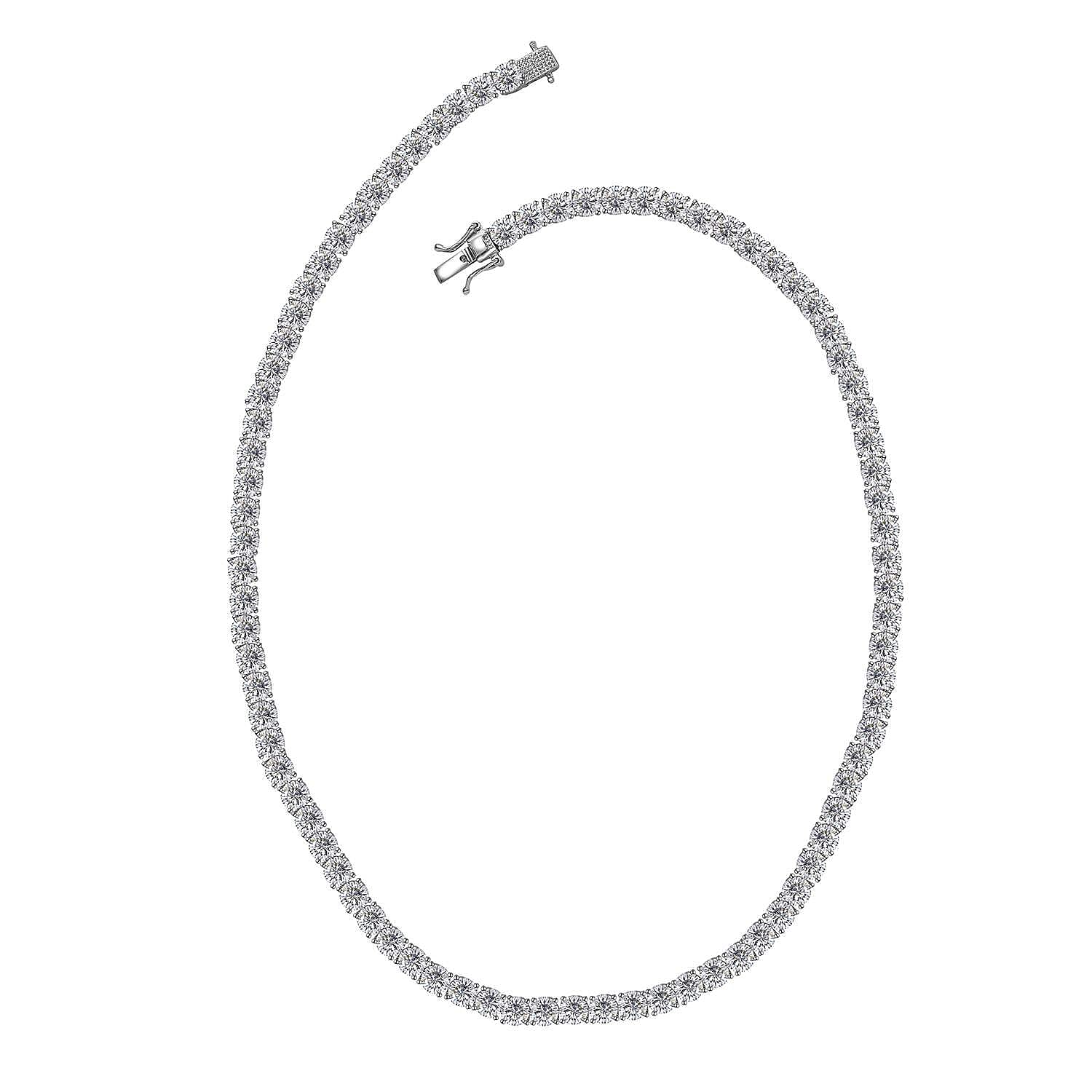 J Francis Embellished with Zirconia by Swarovski 74 ctw Tennis Necklace 18 Inches in Rhodium Over Sterling Silver