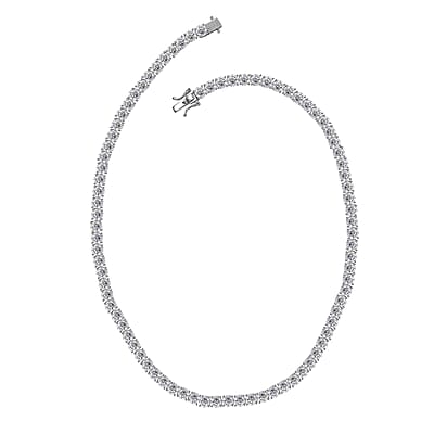 J Francis Embellished with Zirconia by Swarovski 74 ctw Tennis Necklace 18 Inches in Rhodium Over Sterling Silver