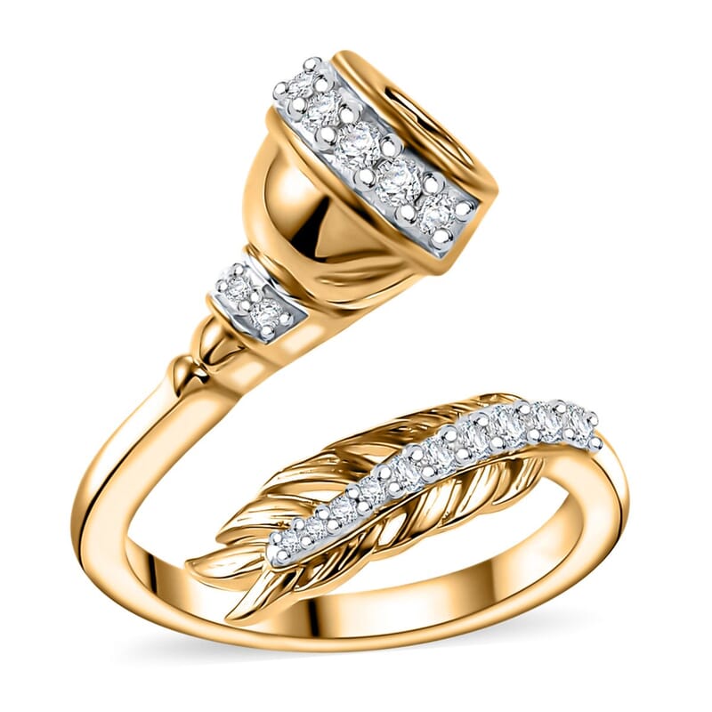 Moissanite 0.30 ctw Bypass Ring in 18K Vermeil Yellow Gold Over Sterling Silver (Size 10.0)