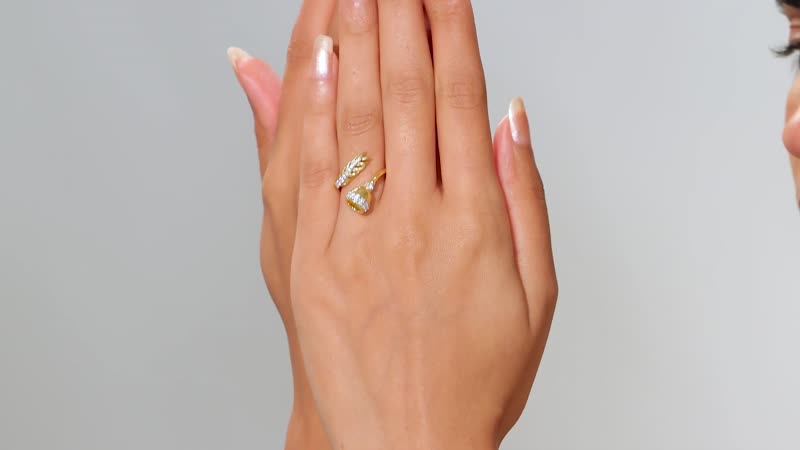 Moissanite Bypass Ring in 18K Vermeil YG Over Sterling Silver (Size 10.0) 0.30 ctw