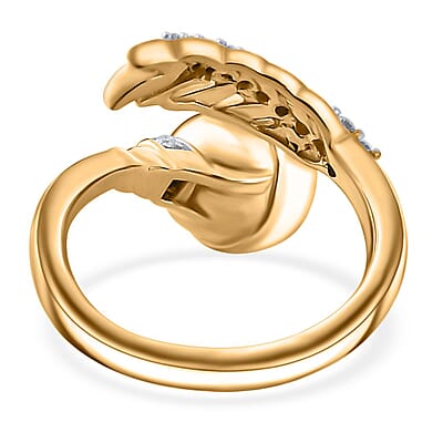 Moissanite 0.30 ctw Bypass Ring in 18K Vermeil Yellow Gold Over Sterling Silver (Size 10.0)