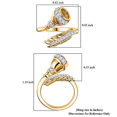 Moissanite 0.30 ctw Bypass Ring in 18K Vermeil Yellow Gold Over Sterling Silver (Size 10.0)