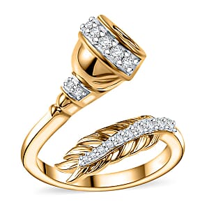 D'Joy Moissanite 0.30 ctw Bypass Ring in 18K Vermeil Yellow Gold Over Sterling Silver (Size 6.0)