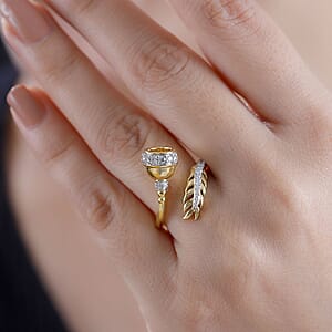 D'Joy Moissanite 0.30 ctw Bypass Ring in 18K Vermeil Yellow Gold Over Sterling Silver (Size 6.0)