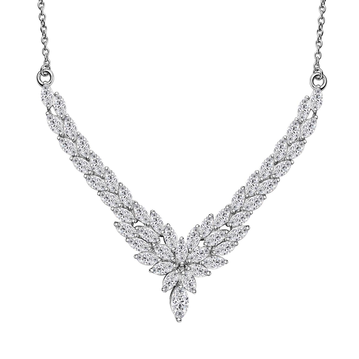 J Francis Embellished with Zirconia by Swarovski 10.60 ctw Chevron Necklace in Rhodium Over Sterling Silver 18 Inches image number 0