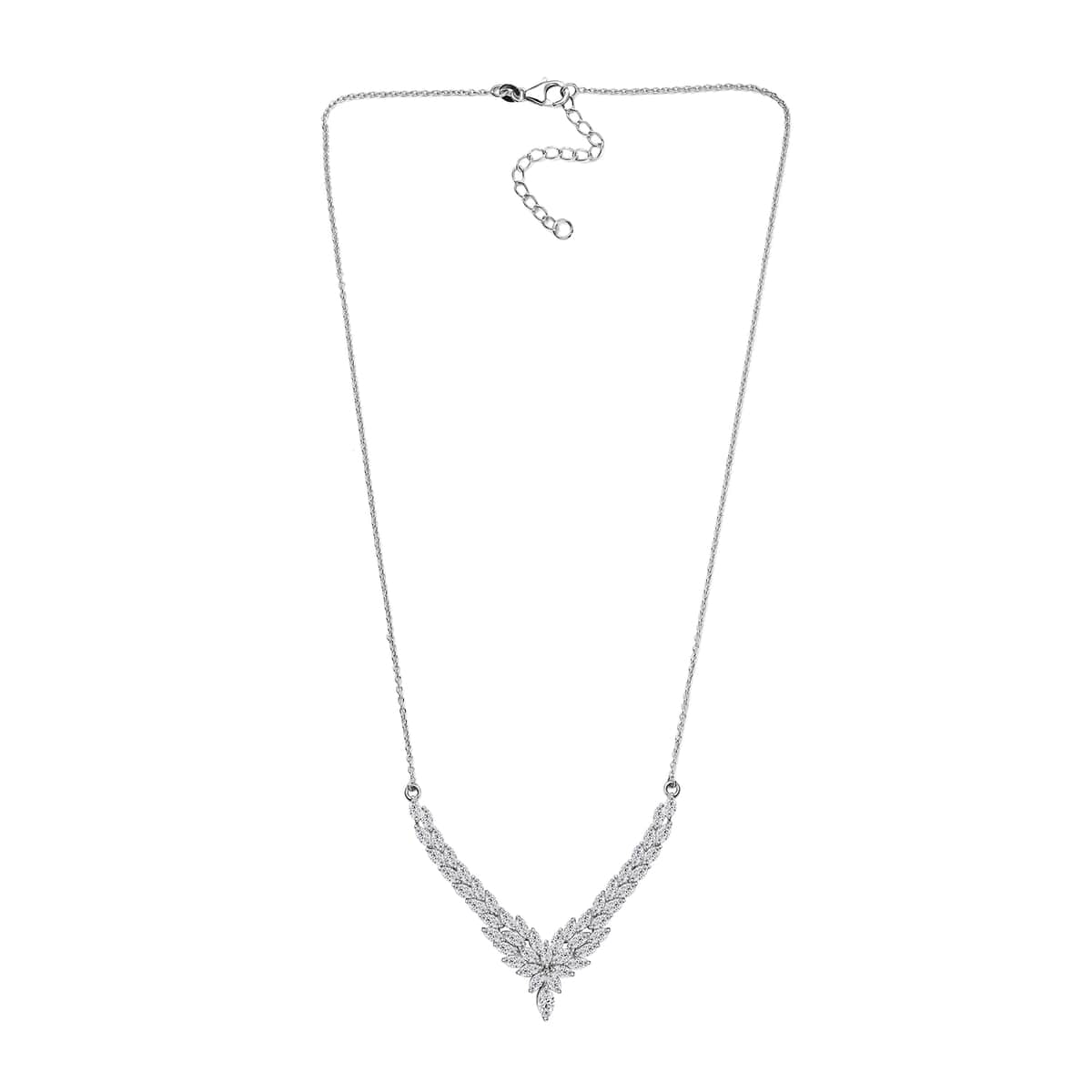 J Francis Embellished with Zirconia by Swarovski 10.60 ctw Chevron Necklace in Rhodium Over Sterling Silver 18 Inches image number 3