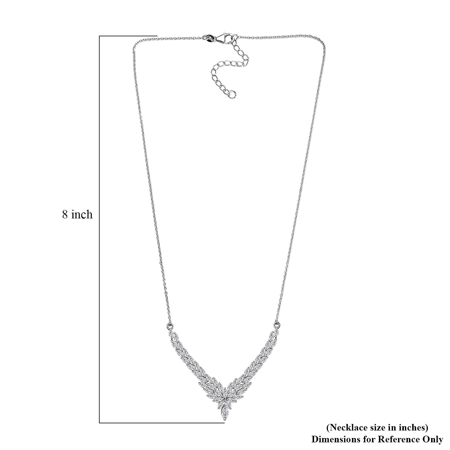 J Francis Embellished with Zirconia by Swarovski 10.60 ctw Chevron Necklace in Rhodium Over Sterling Silver 18 Inches