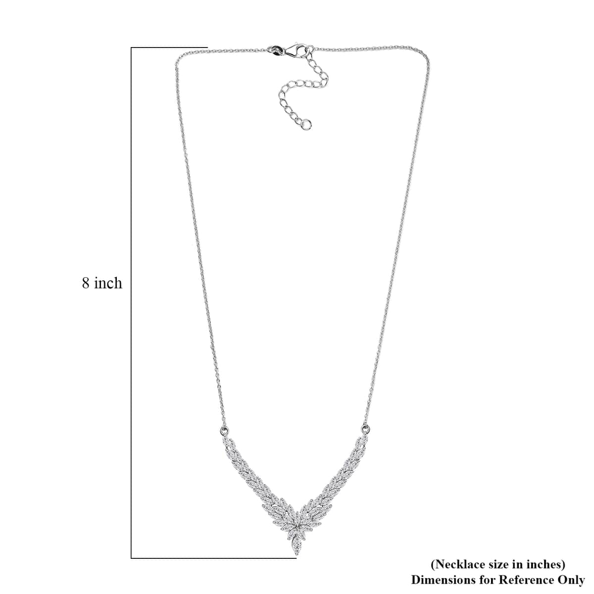 J Francis Embellished with Zirconia by Swarovski 10.60 ctw Chevron Necklace in Rhodium Over Sterling Silver 18 Inches image number 5