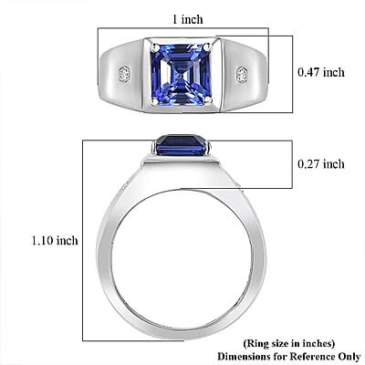 Rhapsody AAAA Tanzanite and E-F VS2 Diamond 2.63 ctw Men's Ring in 950 Platinum (Size 10.0) 11.50 Grams
