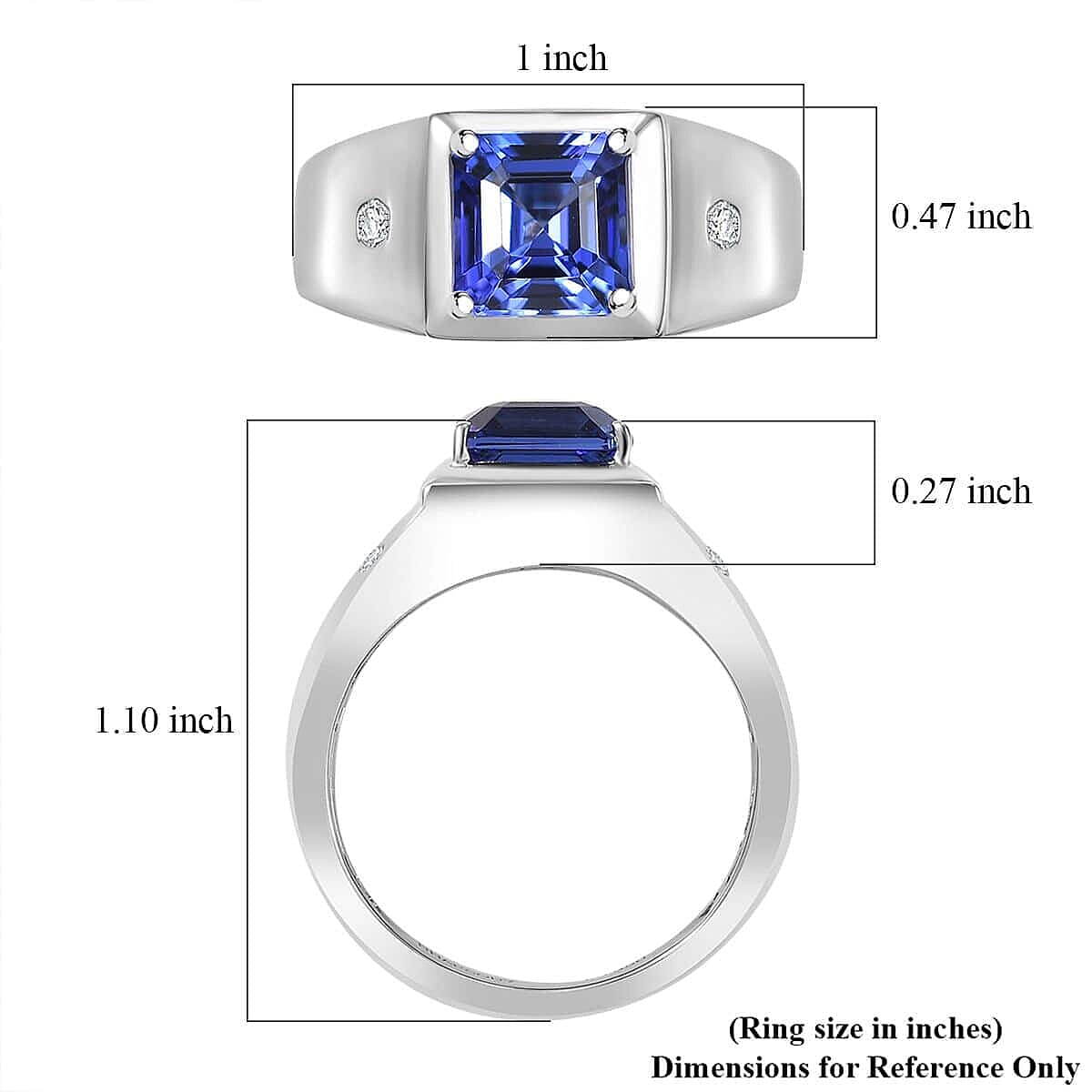Doorbuster Rhapsody AAAA Tanzanite and E-F VS2 Diamond 2.63 ctw Men's Ring in 950 Platinum (Size 10.5) 11.50 Grams image number 5