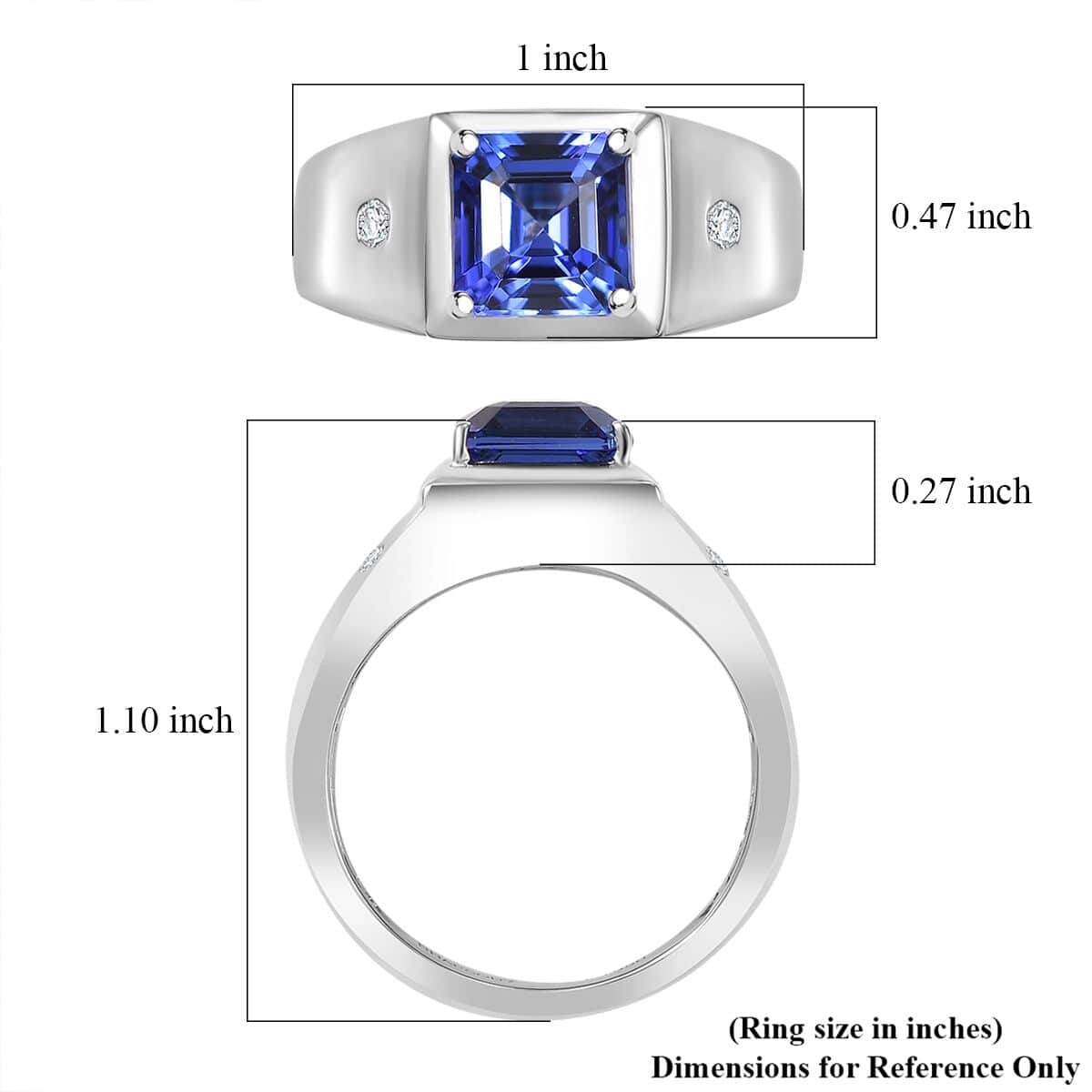 Rhapsody AAAA Tanzanite and E-F VS2 Diamond 2.63 ctw Men's Ring in 950 Platinum (Size 11.0) 11.50 Grams image number 5