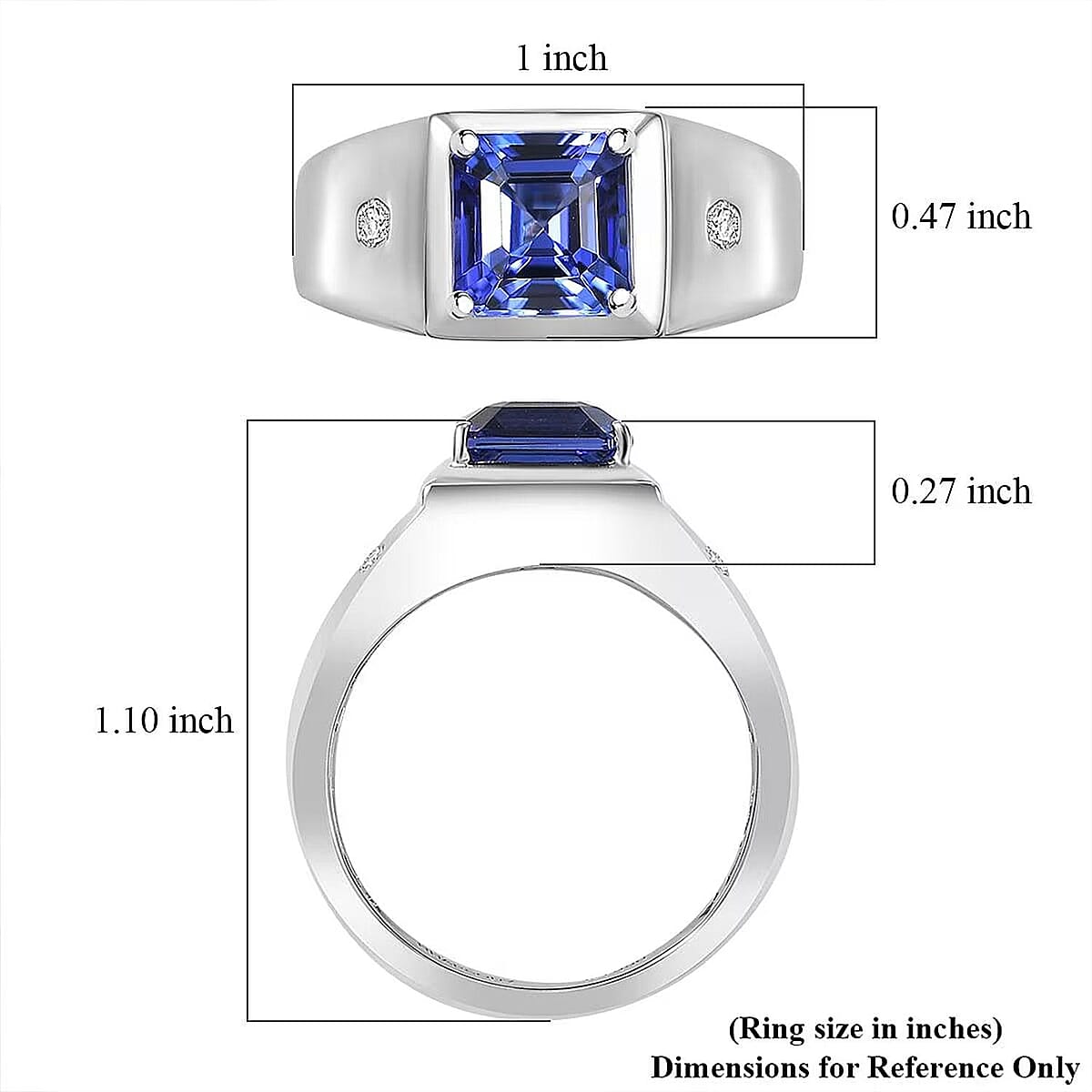 Rhapsody AAAA Tanzanite and E-F VS2 Diamond 2.63 ctw Men's Ring in 950 Platinum (Size 11.0) 11.50 Grams image number 6