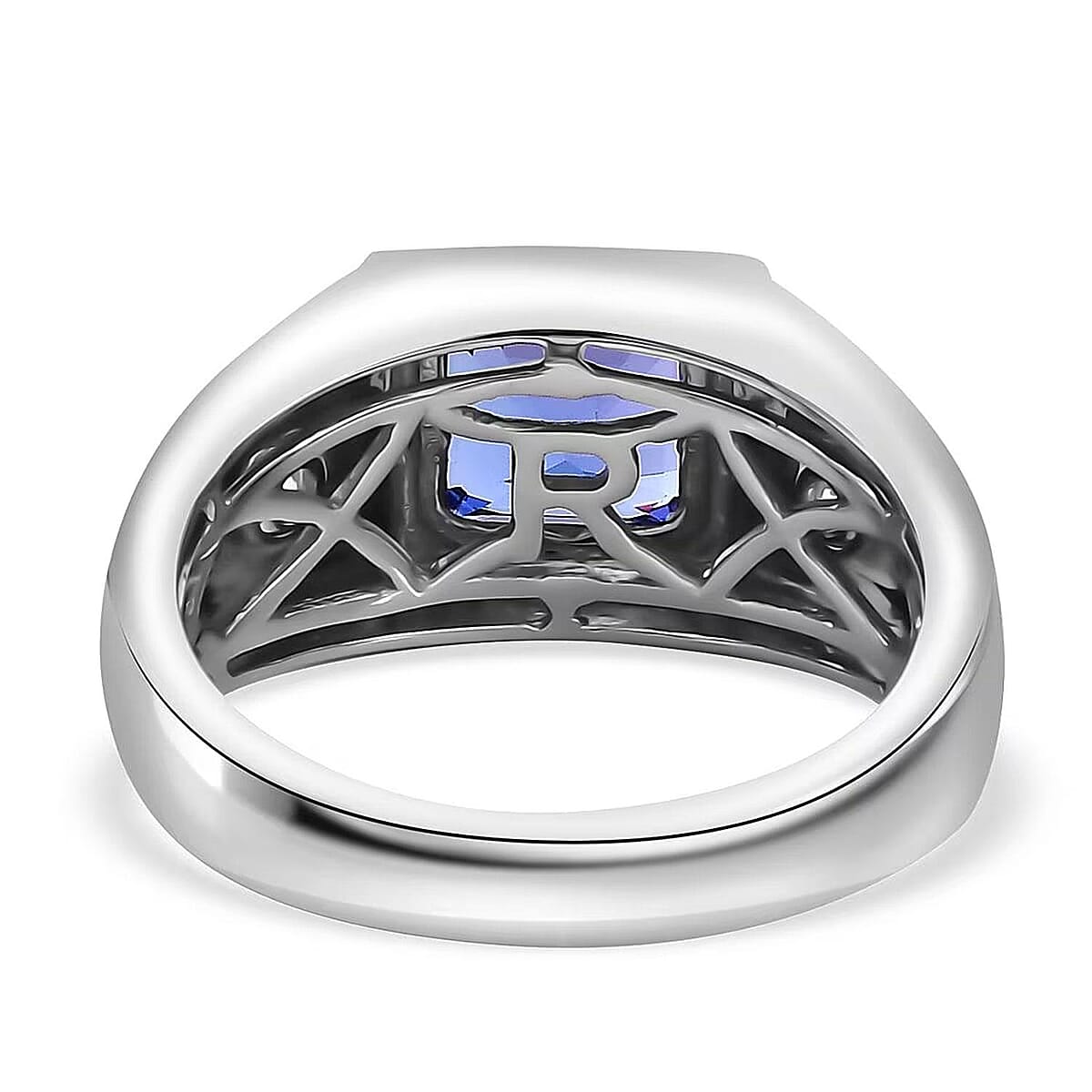 Rhapsody AAAA Tanzanite and E-F VS2 Diamond 2.63 ctw Men's Ring in 950 Platinum (Size 11.0) 11.50 Grams image number 7