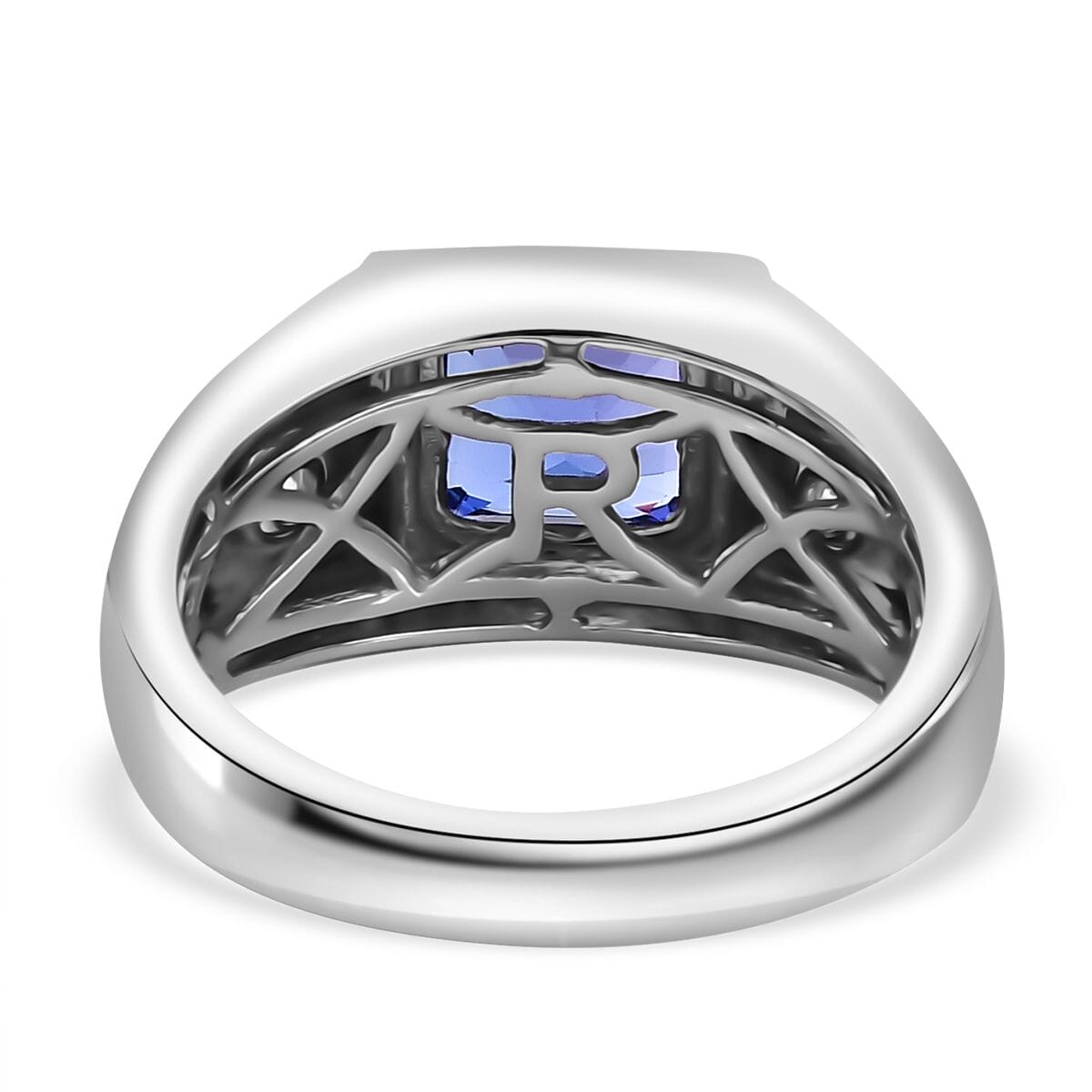 Rhapsody AAAA Tanzanite and E-F VS2 Diamond 2.63 ctw Men's Ring in 950 Platinum (Size 12.0) 11.50 Grams image number 4
