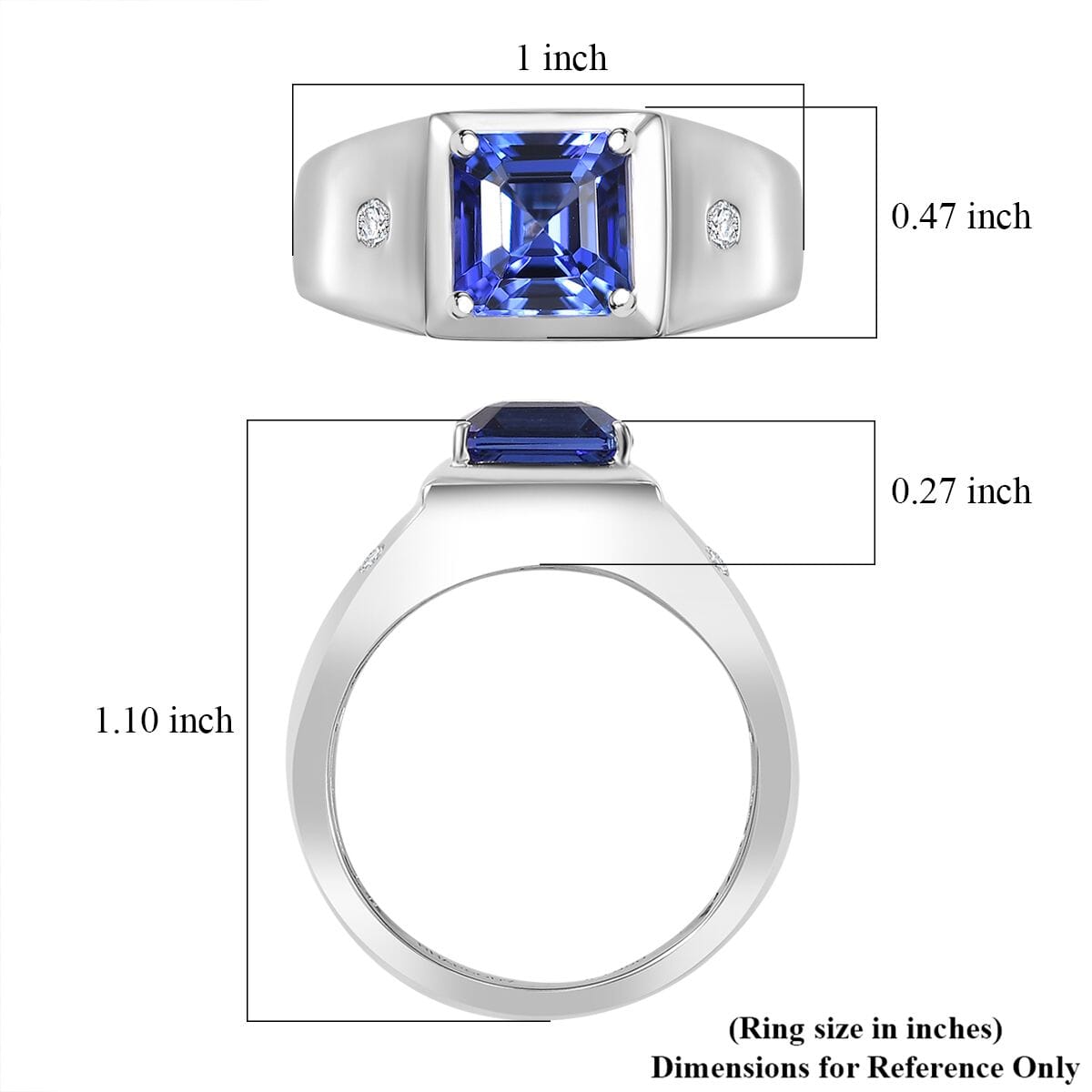 Rhapsody AAAA Tanzanite and E-F VS2 Diamond 2.63 ctw Men's Ring in 950 Platinum (Size 12.0) 11.50 Grams image number 5