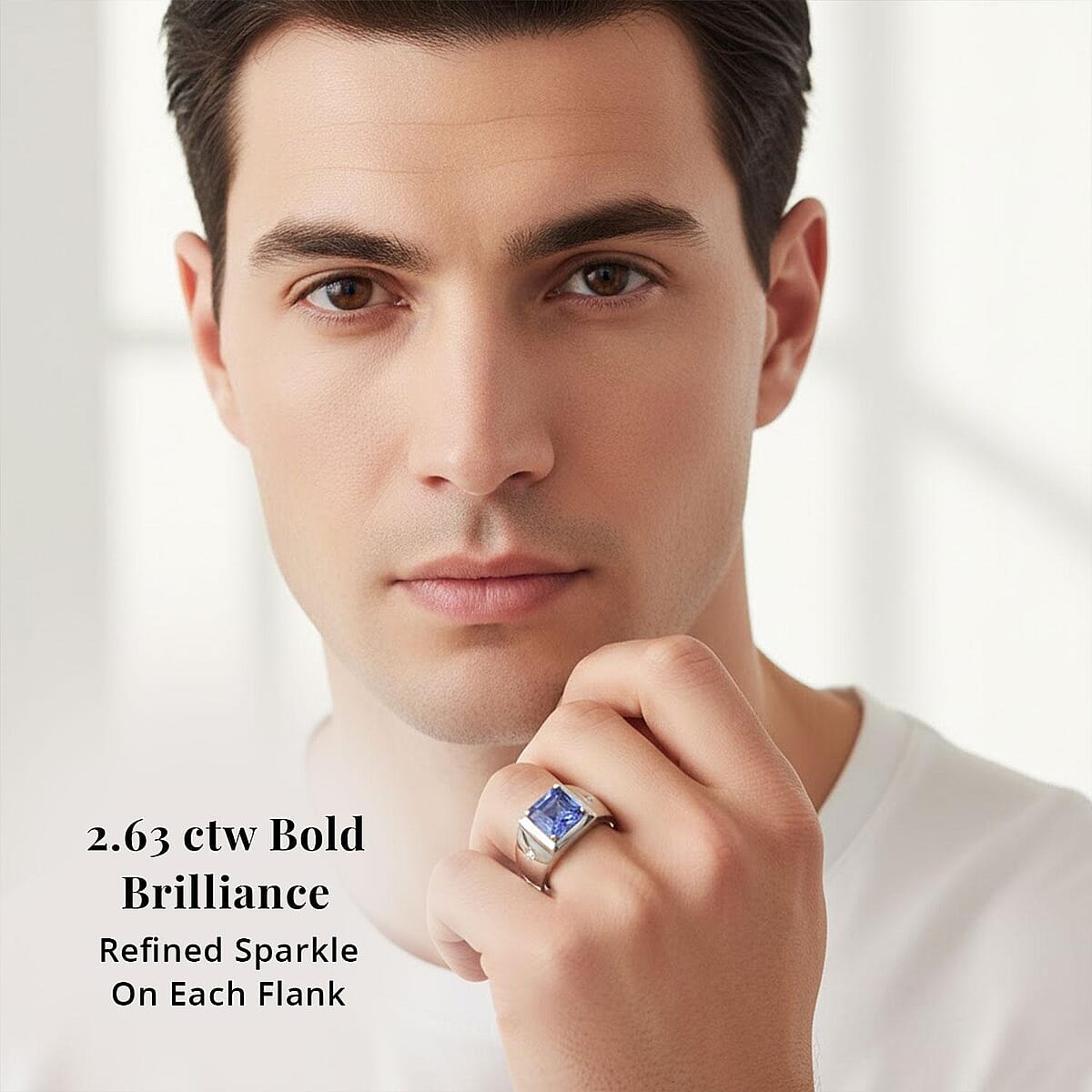 Rhapsody AAAA Tanzanite and E-F VS2 Diamond 2.63 ctw Men's Ring in 950 Platinum (Size 13.0) 11.50 Grams image number 1