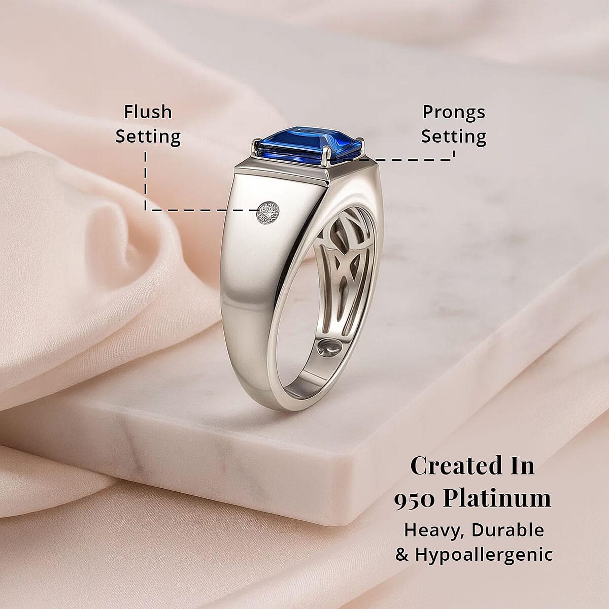 Rhapsody AAAA Tanzanite and E-F VS2 Diamond 2.63 ctw Men's Ring in 950 Platinum (Size 13.0) 11.50 Grams image number 2